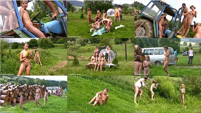 Naturism on green grass in the forest video | Russianbare