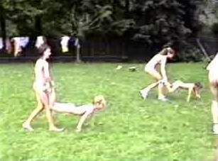 A nudist gathering at the stadium and sports - Overcoming insecurities is one of the goals of practicing nudism and naturism