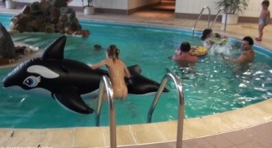 Indoor dolphin ride Full HD - Many beautiful people without clothes